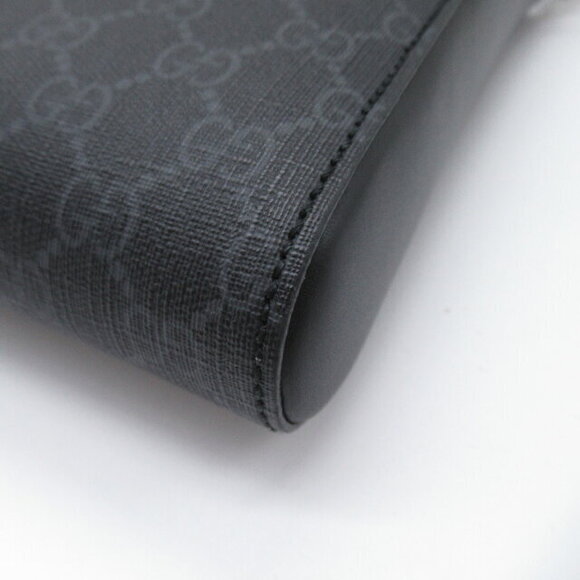 Gucci GG Supreme Shoulder Bag Leather Canvas Black - Picture 8 of 9